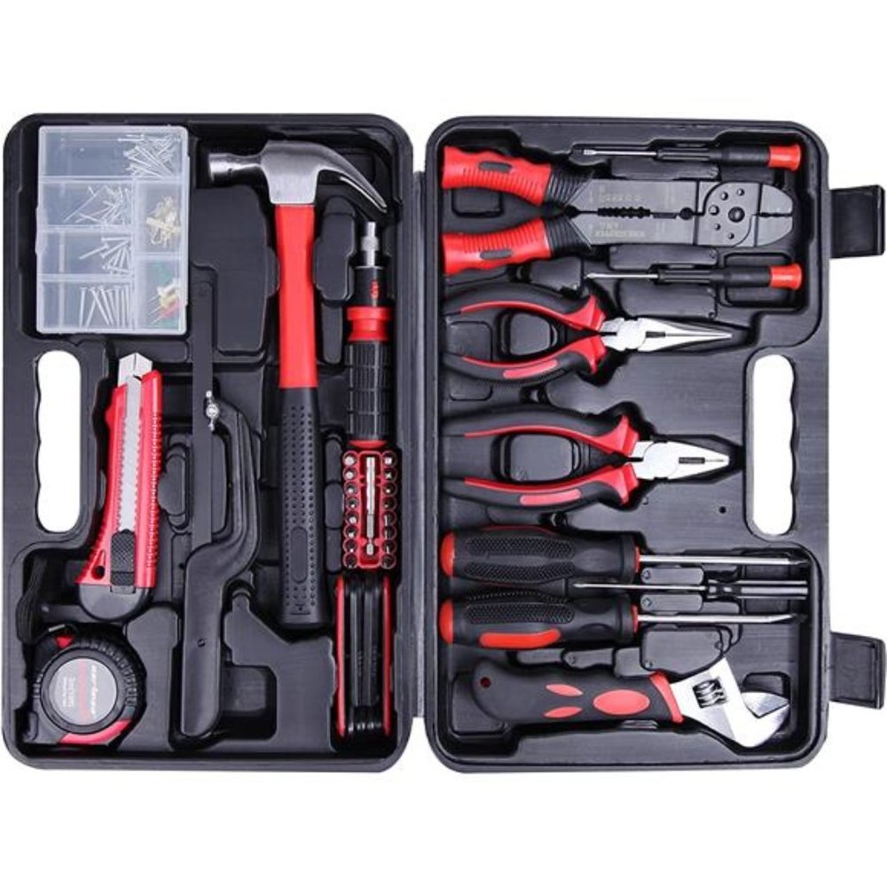 160 Piece General Household Hand Tool Set Kit with Plastic Toolbox